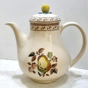 J.B. Johnson Bros Coffee Pot Old Granite Fruit Sampler Vintage Cottagecore 48 oz